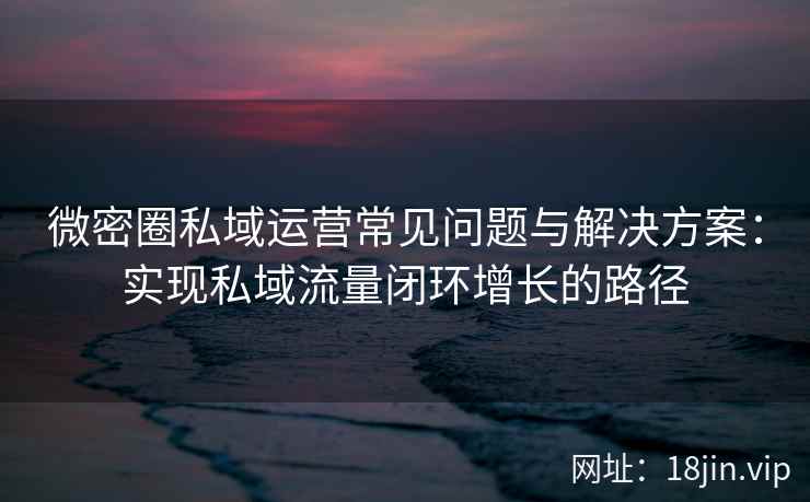 微密圈私域运营常见问题与解决方案：实现私域流量闭环增长的路径