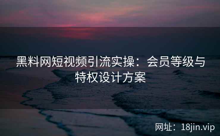 黑料网短视频引流实操：会员等级与特权设计方案